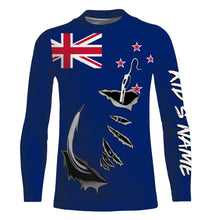 Load image into Gallery viewer, Fishing hook Newzealand Flag Long Sleeve Fishing Shirts, Personalized Patriotic Fishing gifts IPHW2643