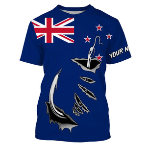 Fishing hook Newzealand Flag Long Sleeve Fishing Shirts, Personalized Patriotic Fishing gifts IPHW2643