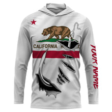 Load image into Gallery viewer, CA Fishing 3D Fish Hook California Flag UV protection quick-dry Custom long sleeves shirts personalized fishing apparel gift for Fishing lovers IPH1904