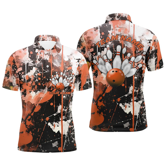Orange Camo Bowling Team Shirts Men Polo Personalized Bowling League Jerseys Strike Bowling IPHW5412