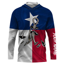 Load image into Gallery viewer, Custom Texas Flag Texas Fishing 3D Fish Hook UV Protection Long Sleeve personalized fishing apparel gift IPHW434
