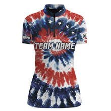 Load image into Gallery viewer, American Flag Tie Dye Bowling Shirts For Women, Custom Bowling Team Jerseys IPHW4524