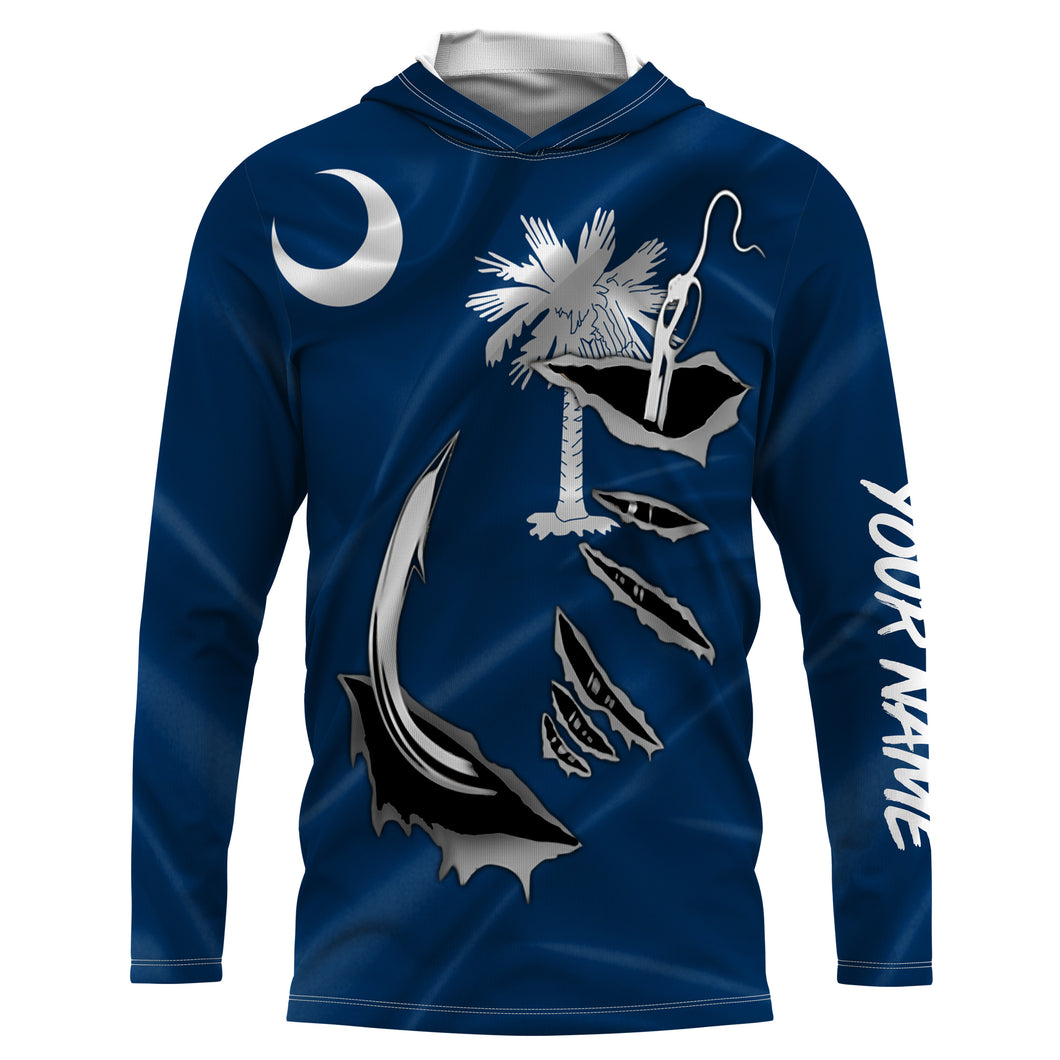 SC Fishing Custom South Carolina Flag 3D Fish Hook UV Protection Long sleeve personalized fishing apparel gifts IPHW466