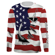 Load image into Gallery viewer, Custom US Flag US Fishing 3D Fish Hook UV Protection Long Sleeve personalized fishing apparel gift IPHW448