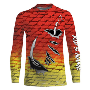 Fishing hook Redfsh Fish scale Custom Long sleeve Fishing Shirts, Redfish Mens Long Sleeve IPHW3490