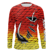 Load image into Gallery viewer, Fishing hook Redfsh Fish scale Custom Long sleeve Fishing Shirts, Redfish Mens Long Sleeve IPHW3490