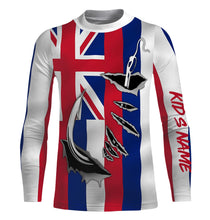 Load image into Gallery viewer, Hawaiian Flag 3D Fish hook Custom Long Sleeve performance Fishing Shirts IPHW471