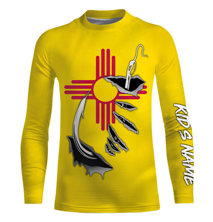 NM Fishing 3D Fish Hook New Mexico Flag UV protection quick dry customize name long sleeves shirts personalized fishing apparel gift for Fishing lovers IPHW472