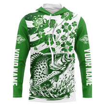 Load image into Gallery viewer, Custom St Patrick&#39;S Day American Flag Crappie Fishing Shirts, Patriotic Crappie Fishing Jerseys IPHW5898