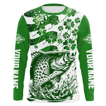 Load image into Gallery viewer, Custom St Patrick&#39;S Day American Flag Crappie Fishing Shirts, Patriotic Crappie Fishing Jerseys IPHW5898