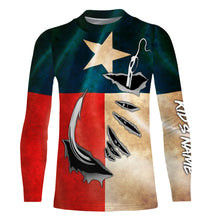 Load image into Gallery viewer, Vintage Texas Flag Custom Long Sleeve Fishing Shirts, Texas Fishing Apparel - IPHW663