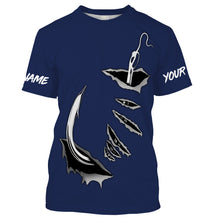 Load image into Gallery viewer, Fish hook Custom Navy blue Long Sleeve performance Fishing Shirts Fishing jerseys - IPHW1488