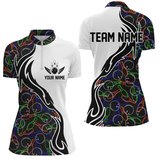 Customized Name Bowling Team Shirts For Women Bowling Pattern Bowling League Jerseys IPHW5485