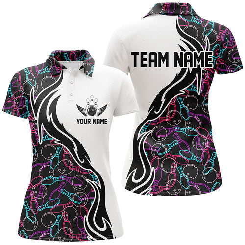 Customized Name Bowling Team Shirts For Women Bowling Pattern Bowling League Jerseys IPHW5486