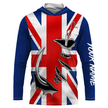 Load image into Gallery viewer, UK Fishing 3D Fish Hook England Flag Sun / UV protection quick dry customize name long sleeves shirts personalized Patriotic fishing apparel gift for Fishing lovers IPH1976