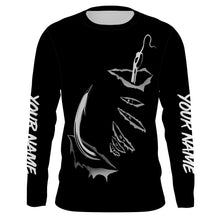Load image into Gallery viewer, 3D Fish hook Customize UV Protection Long sleeve performance black Fishing Shirts - IPHW522