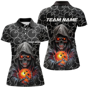 Custom Halloween Bowling Outfits Skull Bowling Polo Shirts Women Bowling League Shirts IPHW5345