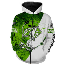 Load image into Gallery viewer, Largemouth Bass Fishing tattoo Lime green Camo Custom name All over print shirts Personalized Fishing gift for men, women and kid - IPH1344
