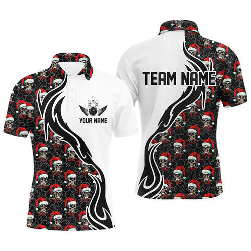 Custom Christmas Men Bowling Polo Shirts Skull Team Bowling Jerseys Christmas Gifts For Bowlers IPHW5376