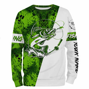 Walleye Fishing tattoo Lime green Camo Custom name All over print shirts Personalized Fishing gift for men, women and kid - IPH1345