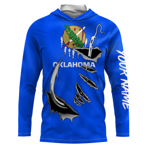 Oklahoma Flag 3D Fish Hook UV Protection Custom Long Sleeve performance Fishing Shirts IPHW502