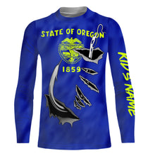 Load image into Gallery viewer, Oregon Flag 3D Fish Hook UV Protection Custom Long Sleeve performance Fishing Shirts IPHW503