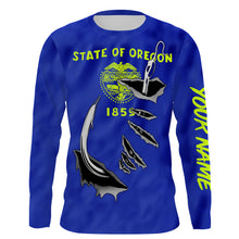 Load image into Gallery viewer, Oregon Flag 3D Fish Hook UV Protection Custom Long Sleeve performance Fishing Shirts IPHW503