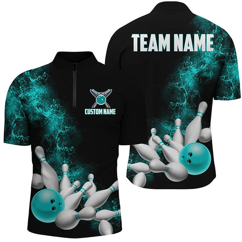 Custom Name Unisex Strike Bowling Team Shirts For Men And Women, Bowlers Outfit | Ball Blue IPHW6013