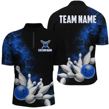 Load image into Gallery viewer, Custom Name Unisex Strike Bowling Team Shirts For Men And Women, Bowlers Outfit | Teal Blue IPHW6014
