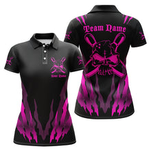 Load image into Gallery viewer, Custom Bowling Shirts For Women, Skull Bowling Team Shirts Bowling Pin | Pink IPHW4485