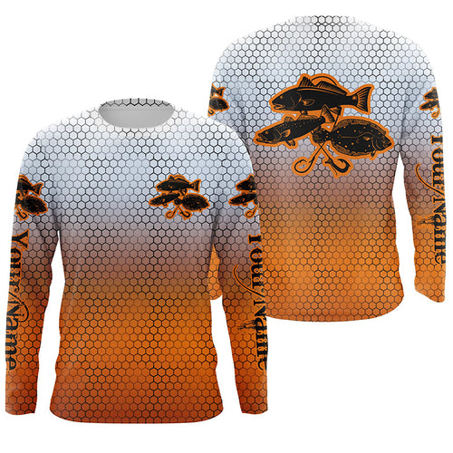 Personalized Redfish, Trout, Flounder Trio Slam Custom Long Sleeve Performance Fishing Shirts IPHW3851