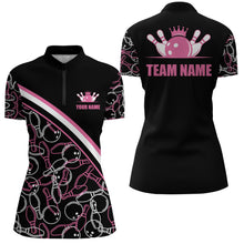 Load image into Gallery viewer, Custom Bowling Shirts For Women, Bowling Queen Team Jerseys Bowling Ball And Pins | Pink IPHW4504