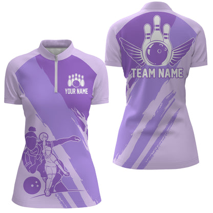 Custom Bowling Shirts For Women, Bowling Queen Team Jerseys, Bowling Girls Shirt  | Purple IPHW4515