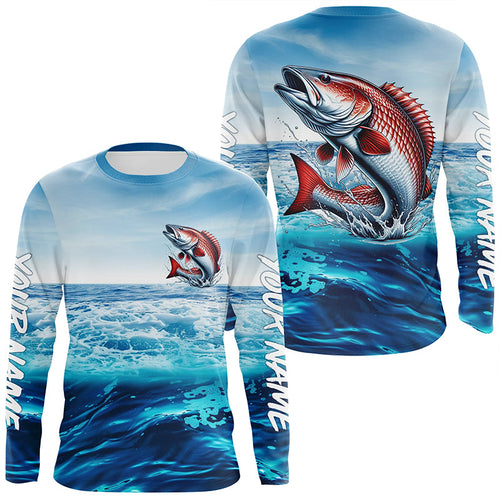 Redfish Puppy Drum Fishing Custom Performance Long Sleeve Uv Protection Shirts, Saltwater Fishing IPHW6115