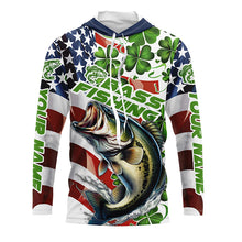 Load image into Gallery viewer, Personalized St Patrick&#39;S Day Bass Long Sleeve Fishing Shirts, Patriotic Bass Fishing Jerseys IPHW5899