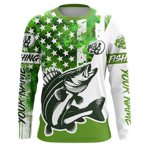 Custom St Patrick'S Day Walleye Long Sleeve Fishing Shirts, Patriotic Walleye Jerseys IPHW5908