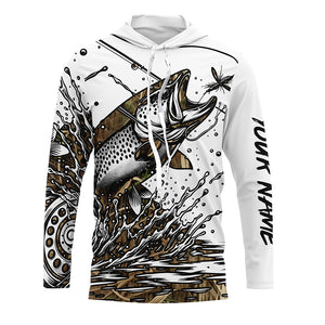 Trout Fly Fishing Camo Custom Long Sleeve Fishing Shirts, Flyfishing Trout Tournament Shirt IPHW5590