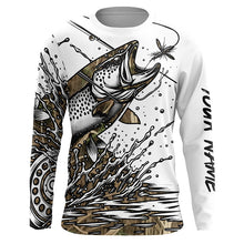 Load image into Gallery viewer, Trout Fly Fishing Camo Custom Long Sleeve Fishing Shirts, Flyfishing Trout Tournament Shirt IPHW5590