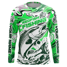 Load image into Gallery viewer, Redfish Fishing Custom Performance Long Sleeve Uv Shirts, Saltwater Camo Fishing Shirt | Green IPHW6156
