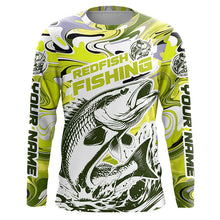 Load image into Gallery viewer, Redfish Fishing Custom Performance Long Sleeve Uv Shirts, Saltwater Camo Fishing Shirt | Yellow IPHW6161