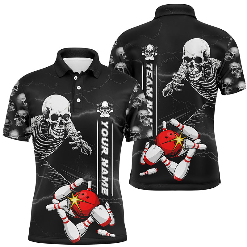 Custom Skull Bowling Polo Shirts Unisex Halloween Skeleton Team Bowling Shirt IPHW5304