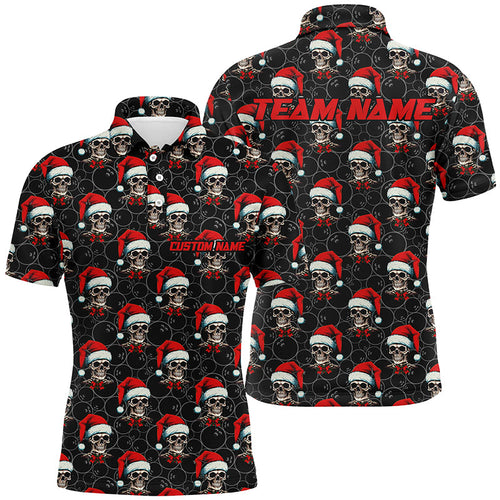 Christmas Outfits For Bowling Team Custom Name Christmas Bowling Men Polo Shirts Funny Jerseys IPHW5316