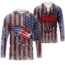 Load image into Gallery viewer, Yellowfin Tuna Fishing American Flag Hooked on Freedom Sun / UV protection quick dry customize name long sleeves shirts personalized Patriotic fishing apparel gift for Fishing lovers IPH1981
