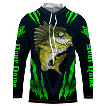 Load image into Gallery viewer, Angry Bass Fishing Custom Long sleeve Fishing Shirts, Bass fish reaper fishing jerseys | green IPHW3374