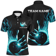 Load image into Gallery viewer, Personalized Blue Flame Bowling Polo Shirts For Men And Women Bowling Team Jerseys Strike Bowling IPHW5822
