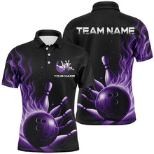 Load image into Gallery viewer, Personalized Purple Flame Bowling Polo Shirts For Men And Women Bowling Team Jerseys Strike Bowling IPHW5823