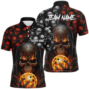 Custom Skull Bowling Mens Polo Shirts Bowling League Team Jerseys Bowling Halloween Outfits IPHW5346