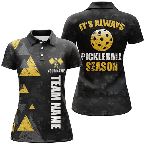 It'S Always Pickleball Season Custom Pickleball Polo Shirts Women, Pickleball Team Uniforms | Yellow IPHW5524