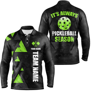 It'S Always Pickleball Season Custom Pickleball Polo Shirts For Men, Pickleball Team Uniforms | Green IPHW5525