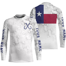 Load image into Gallery viewer, Personalized Camo Texas Flag Long Sleeve Tournament Fishing Shirts, Texas Fishing Jerseys IPHW5074